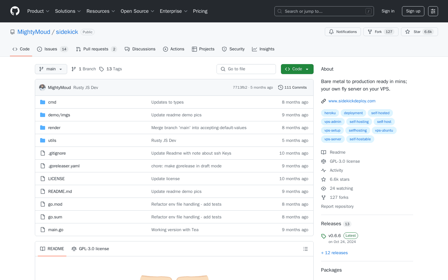GitHub - MightyMoud/sidekick: Bare metal to production ready in mins; your own fly server on your VPS.