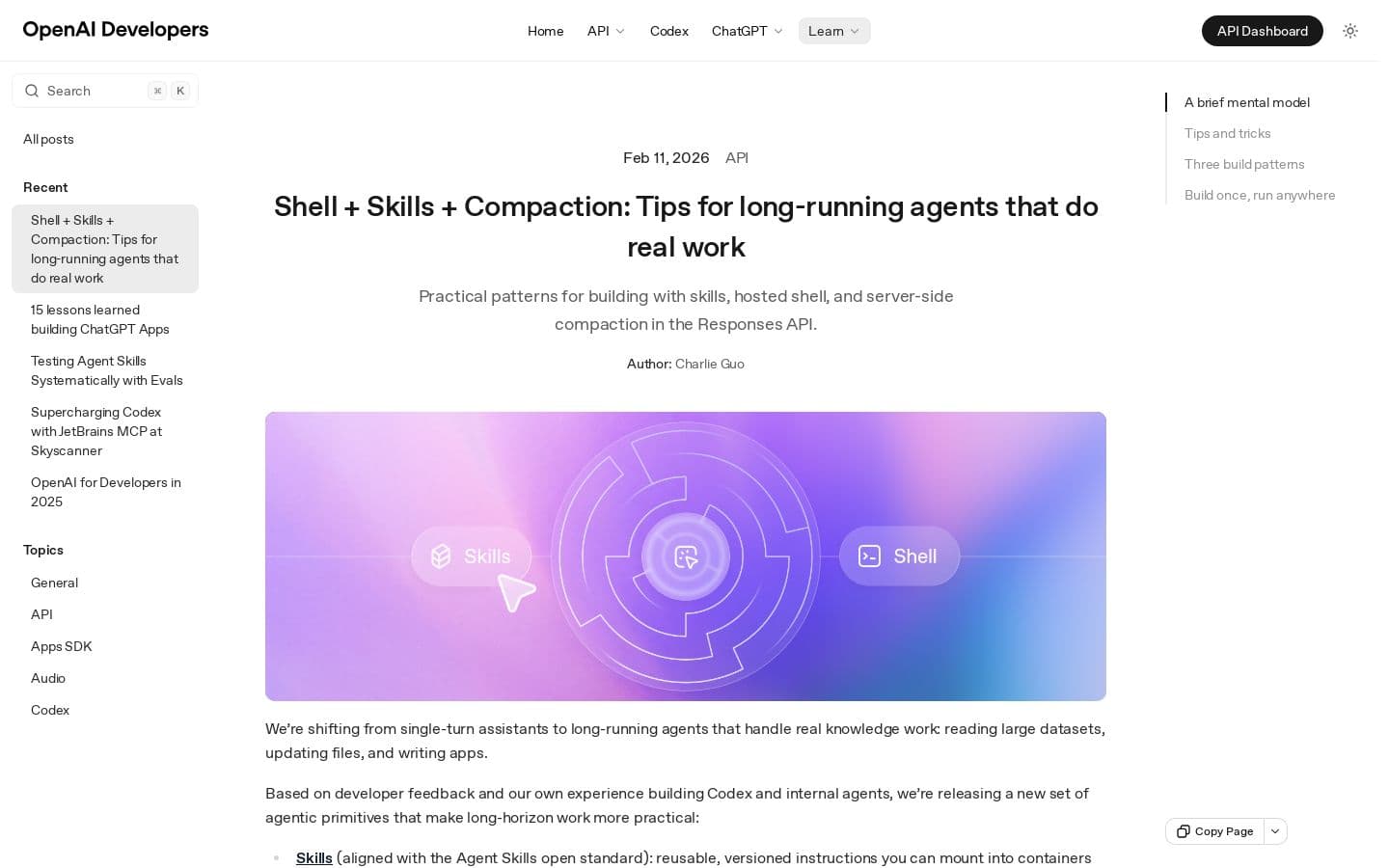 Shell + Skills + Compaction: Tips for long-running agents that do real work