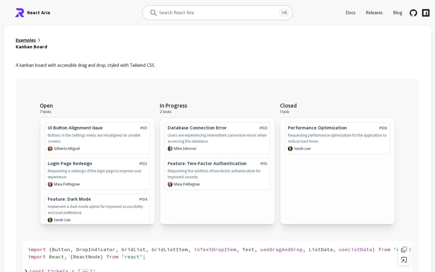 Kanban Board | React Aria