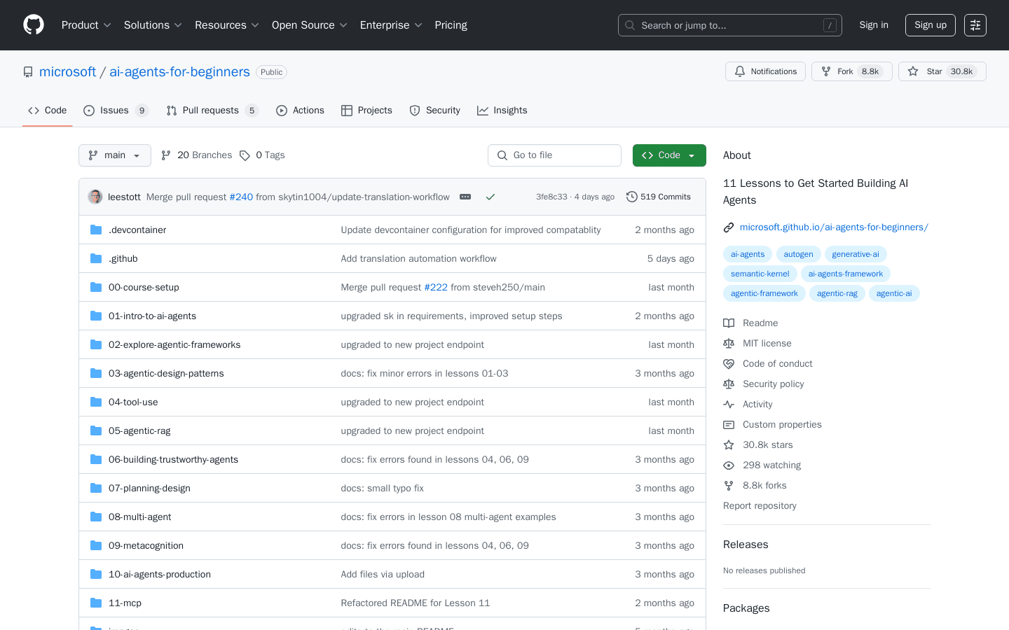 GitHub - microsoft/ai-agents-for-beginners: 11 Lessons to Get Started Building AI Agents