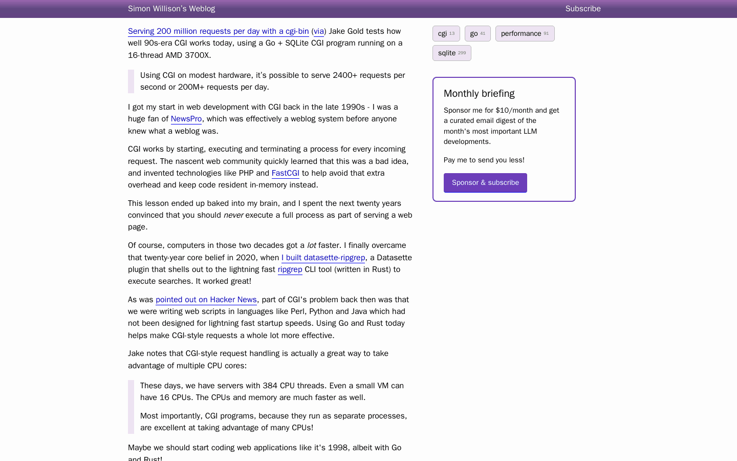 Serving 200 million requests per day with a cgi-bin