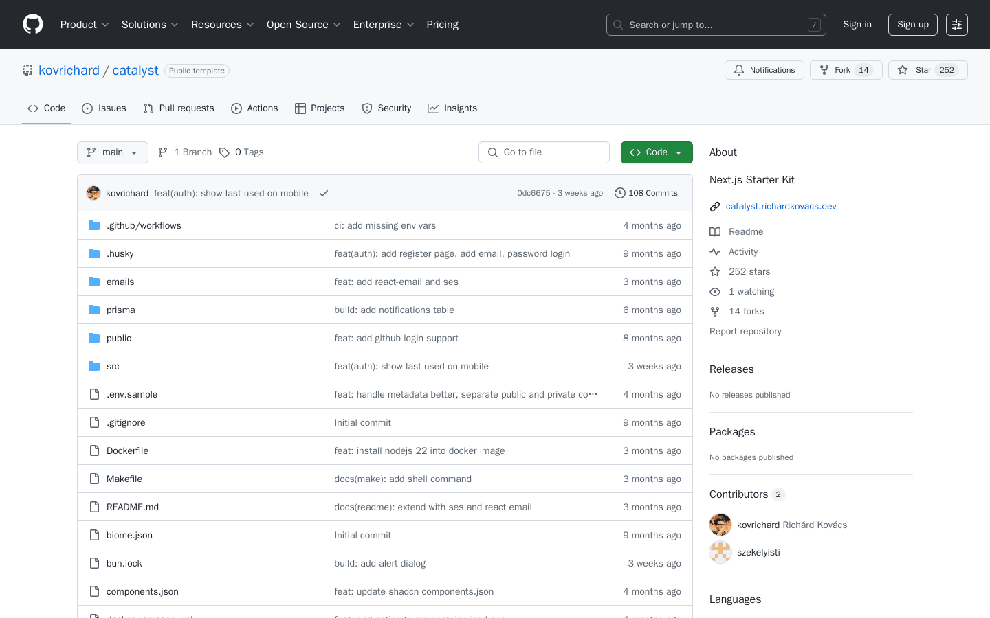 GitHub - kovrichard/catalyst: Next.js Starter Kit