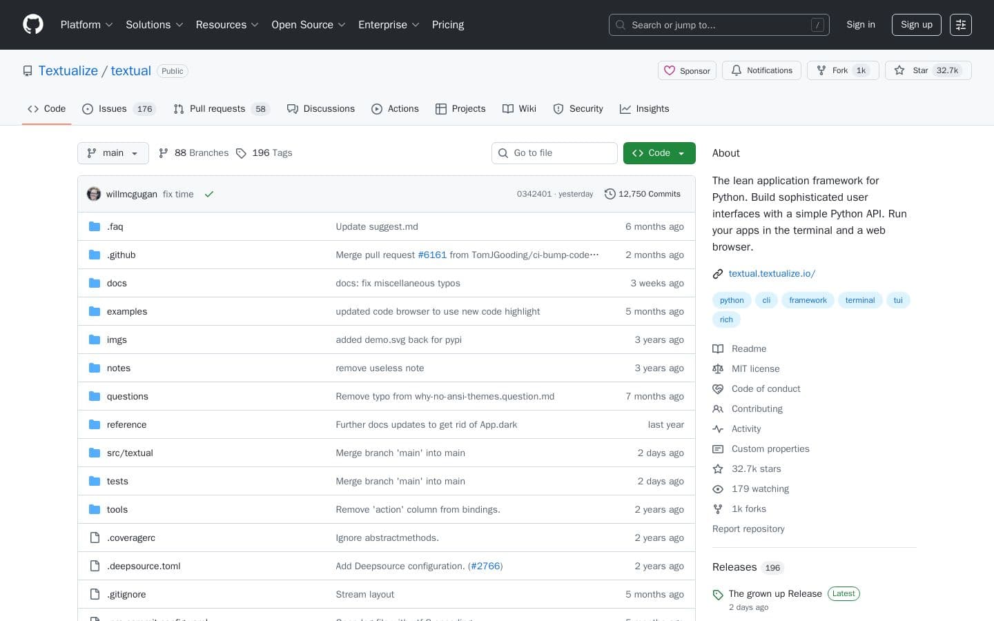 Textualize/textual: The lean application framework for Python. Build sophisticated user interfaces with a simple Python API. Run your apps in the terminal and a web browser.