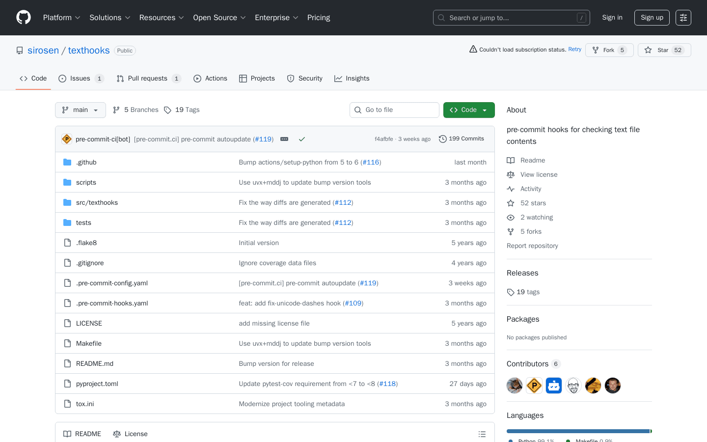 GitHub - sirosen/texthooks: pre-commit hooks for checking text file contents