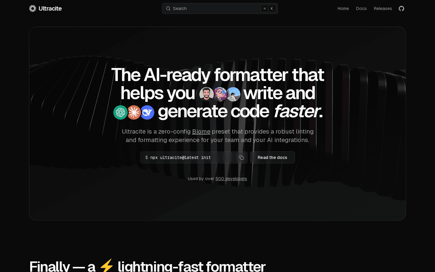 The AI-ready formatter that helps you write and generate code faster. | Ultracite