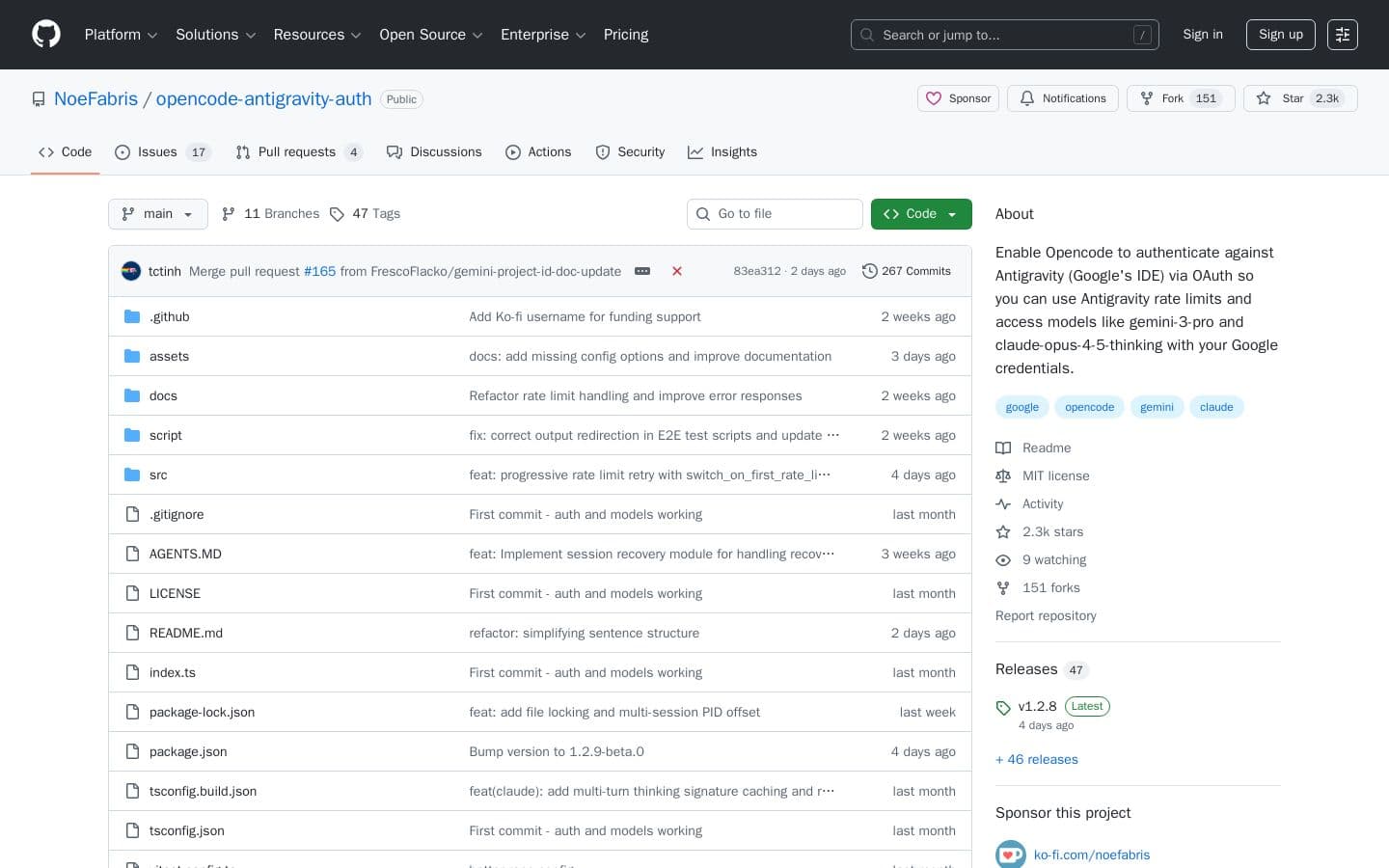 GitHub - NoeFabris/opencode-antigravity-auth: Enable Opencode to authenticate against Antigravity (Google’s IDE) via OAuth so you can use Antigravity rate limits and access models like gemini-3-pro and claude-opus-4-5-thinking with your Google credentials.