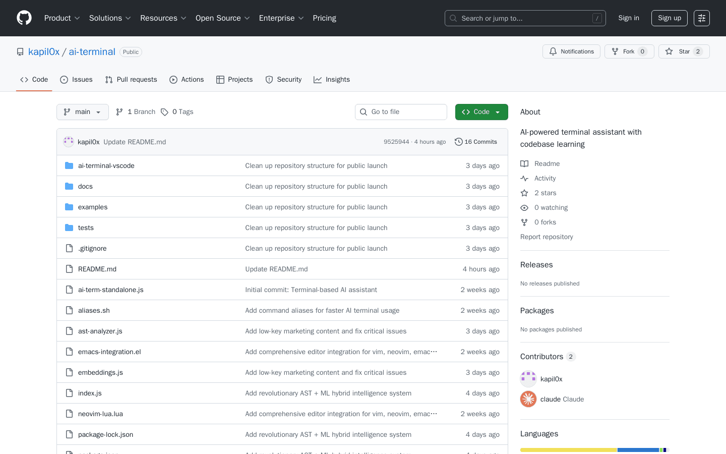 GitHub - kapil0x/ai-terminal: AI-powered terminal assistant with codebase learning