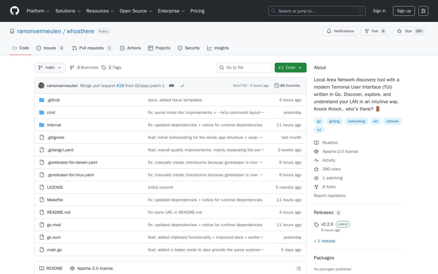 GitHub - ramonvermeulen/whosthere: Local Area Network discovery tool with a modern Terminal User Interface (TUI) written in Go. Discover, explore, and understand your LAN in an intuitive way. Knock Knock.. who’s there? 🚪