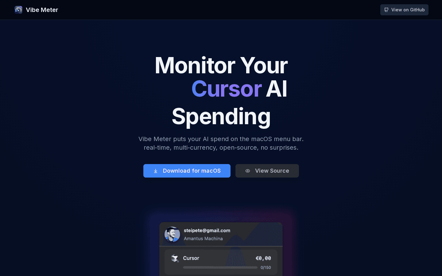 Vibe Meter - Monitor Your AI Spending on macOS