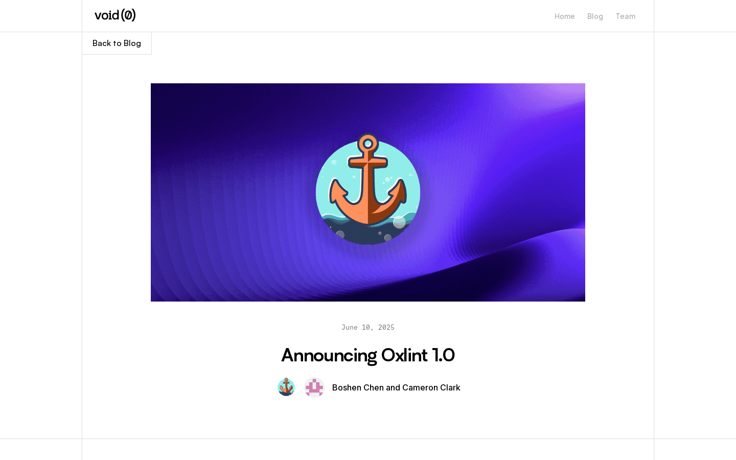 Void - Oxlint 1.0 - 100x faster than ESLint