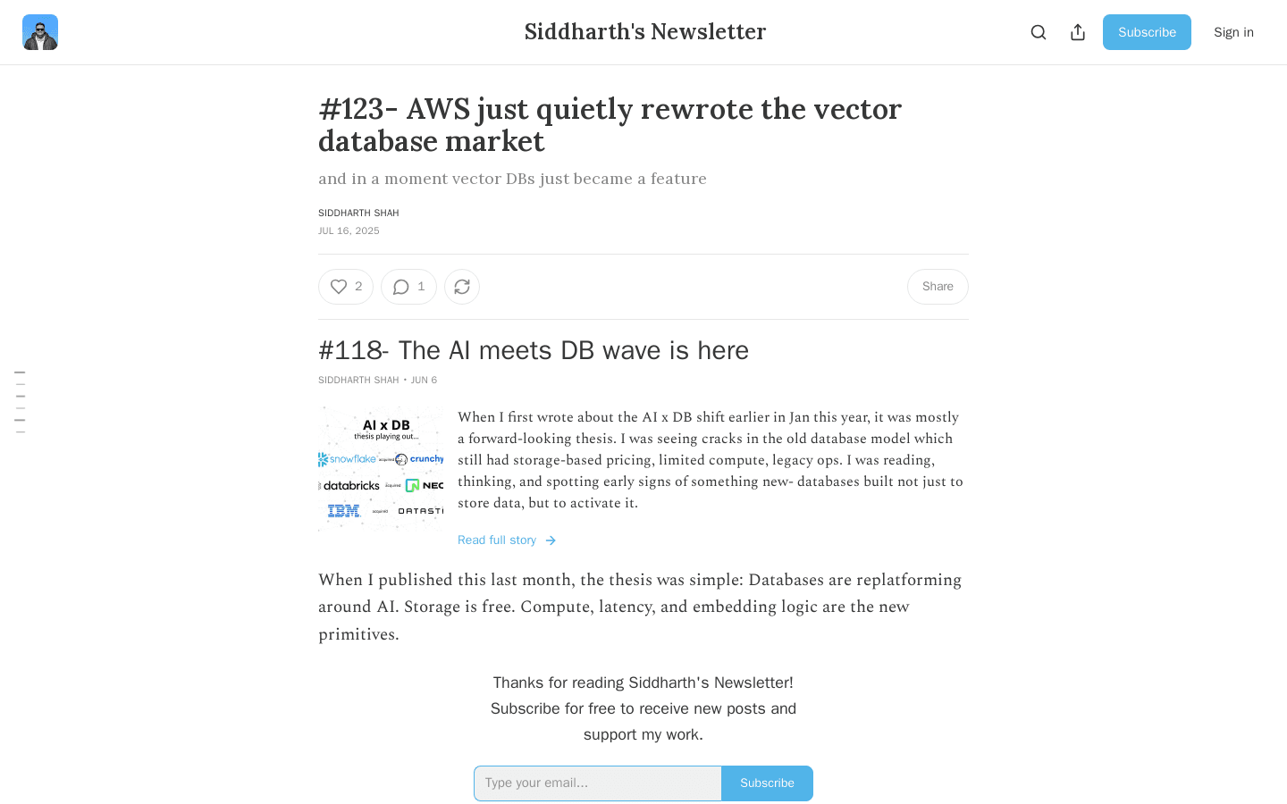 #123- AWS just quietly rewrote the vector database market