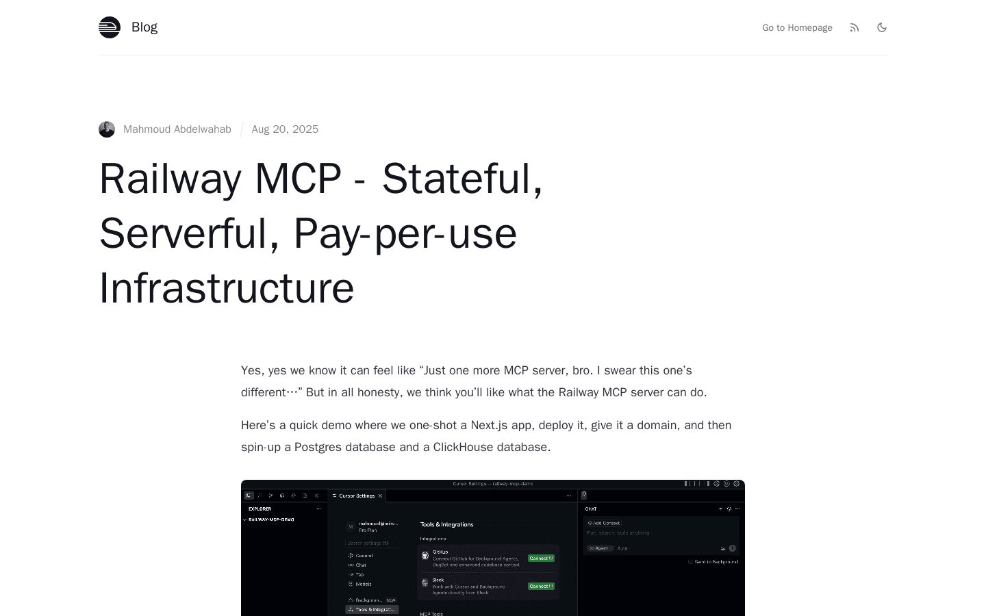 Railway MCP - Stateful, Serverful, Pay-per-use Infrastructure