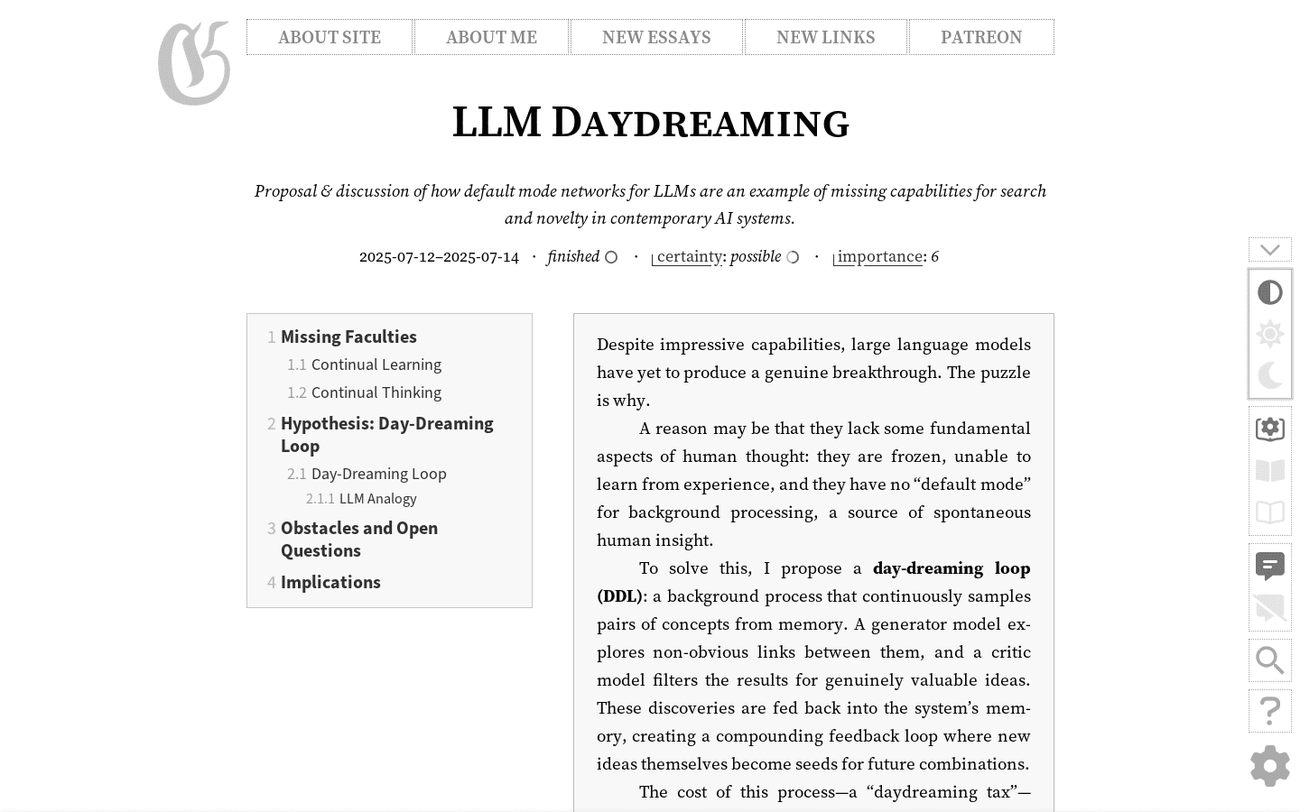 LLM Daydreaming