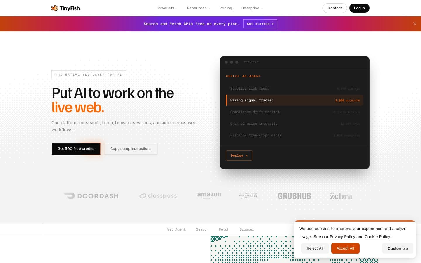 Preview of TinyFish – Enterprise Infrastructure for AI Web Agents