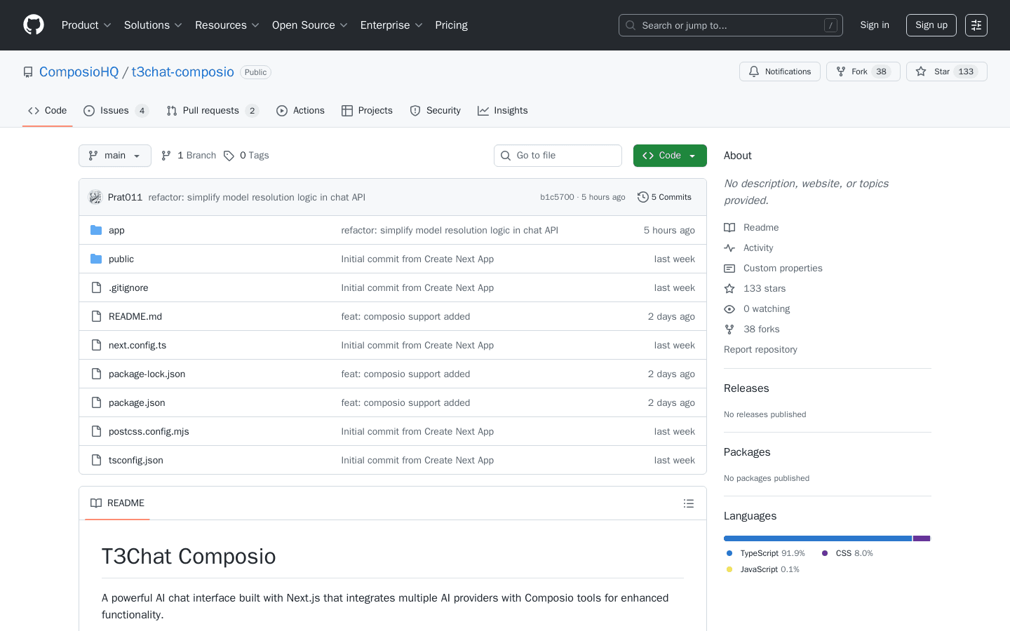 GitHub - ComposioHQ/t3chat-composio
