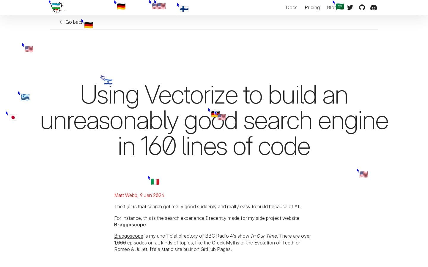 Using Vectorize to build an unreasonably good search engine in 160 lines of code