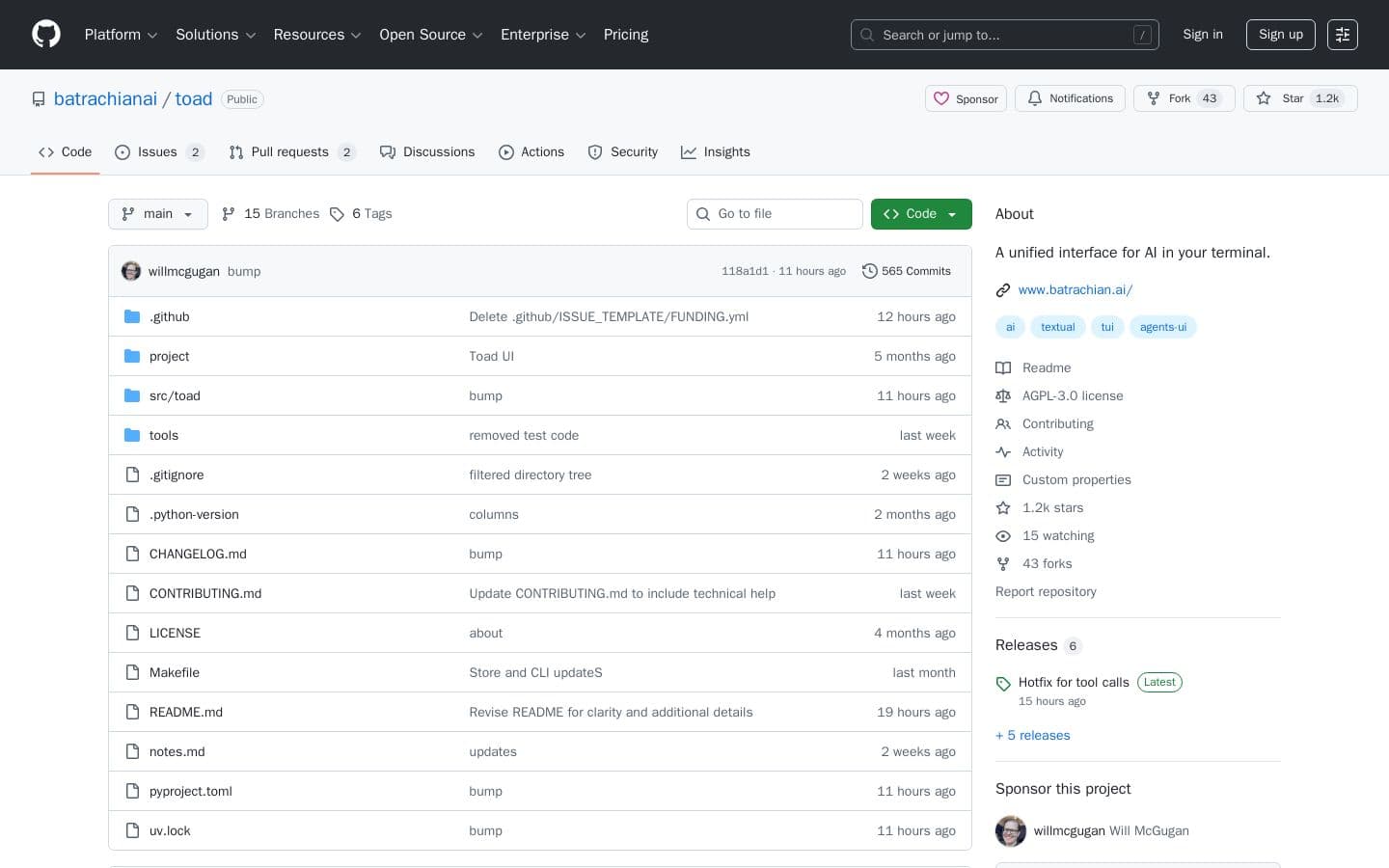 batrachianai/toad: A unified interface for AI in your terminal.