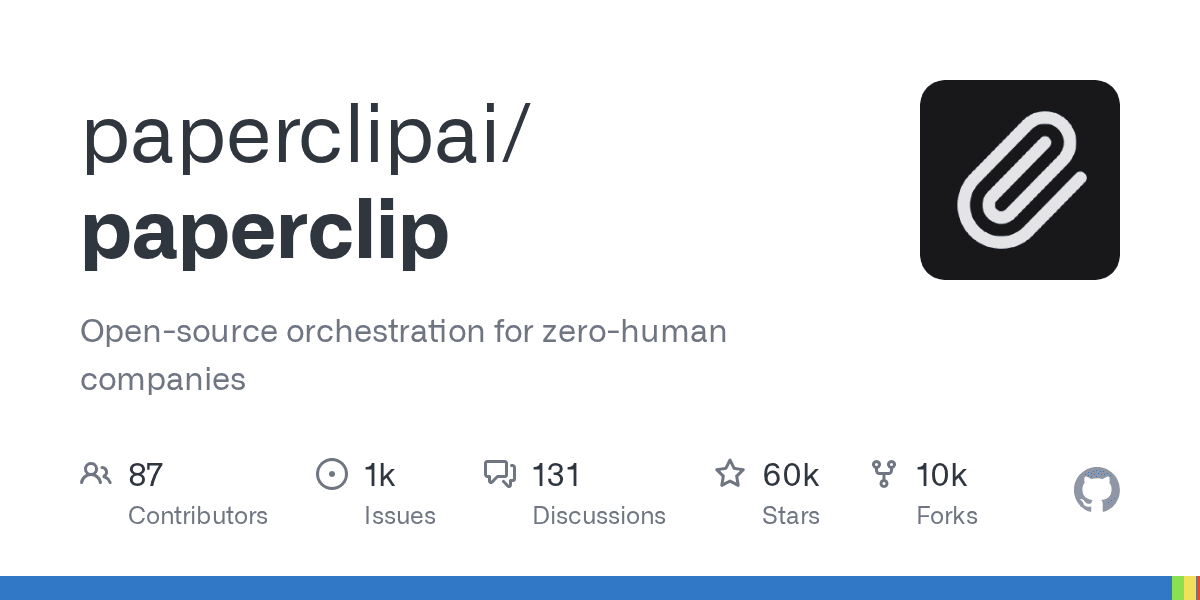 Preview of GitHub - paperclipai/paperclip: Open-source orchestration for zero-human companies