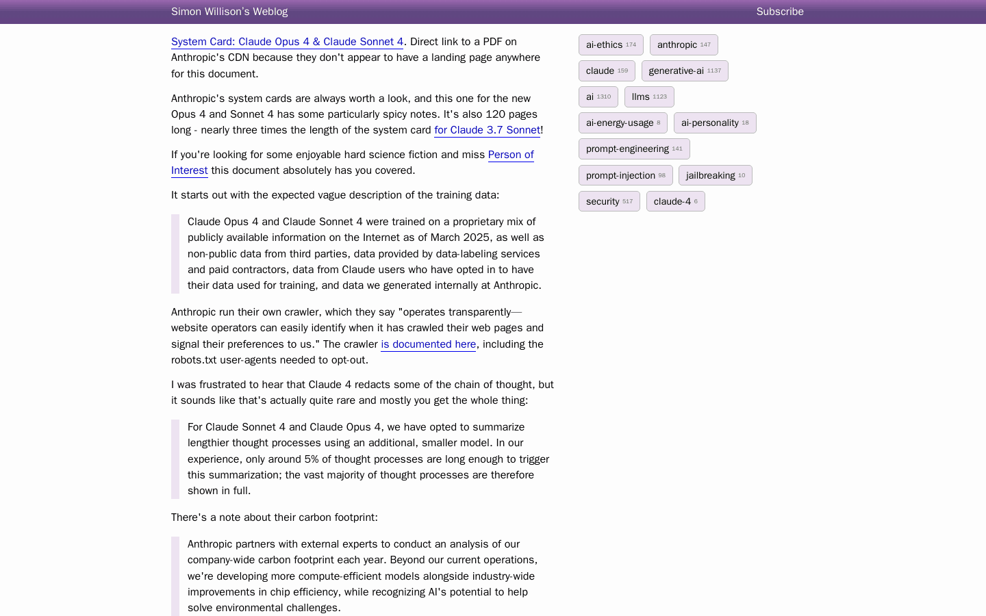 System Card: Claude Opus 4 & Claude Sonnet 4