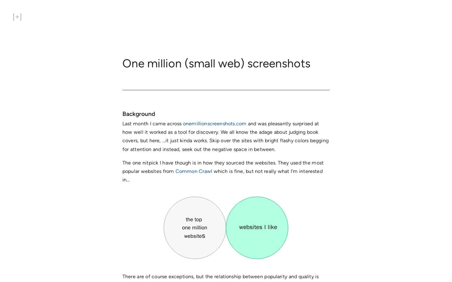 One million (small web) screenshots