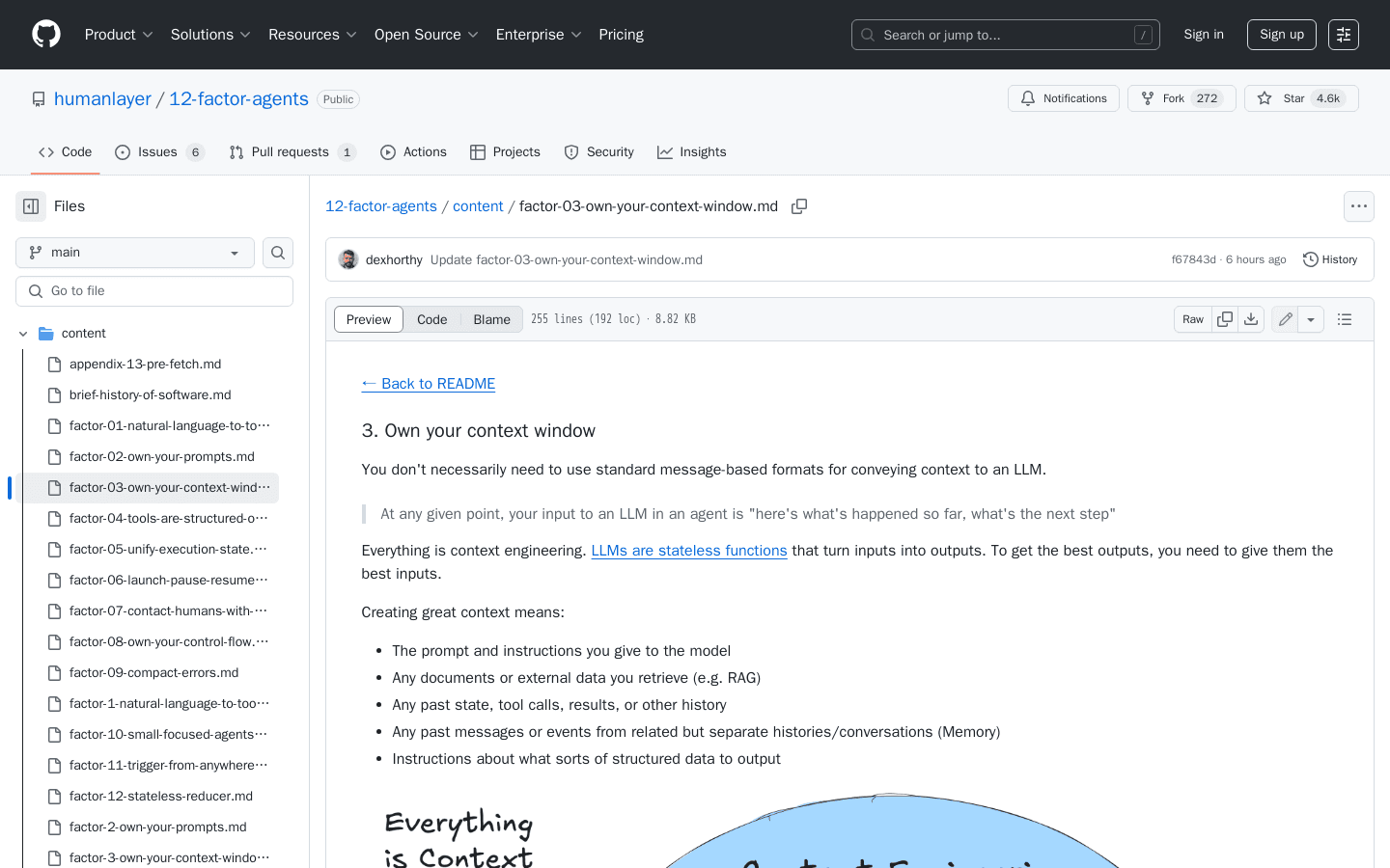 12-factor-agents/content/factor-03-own-your-context-window.md at main · humanlayer/12-factor-agents