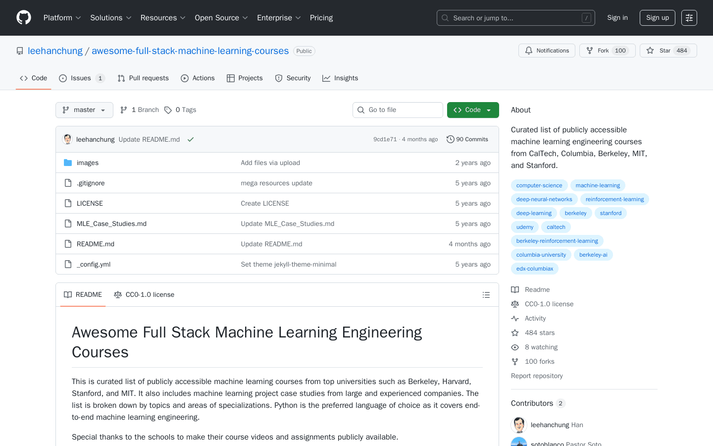 GitHub - leehanchung/awesome-full-stack-machine-learning-courses: Curated list of publicly accessible machine learning engineering courses from CalTech, Columbia, Berkeley, MIT, and Stanford.