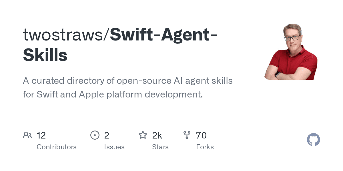 GitHub - twostraws/Swift-Agent-Skills: A curated directory of open-source AI agent skills for Swift and Apple platform development.