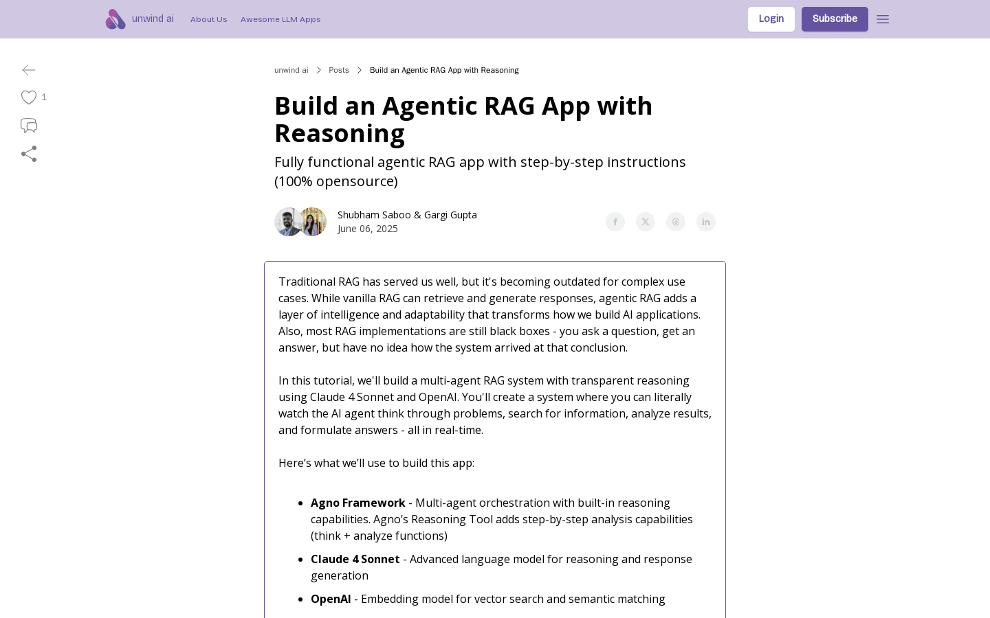 Build an Agentic RAG App with Reasoning