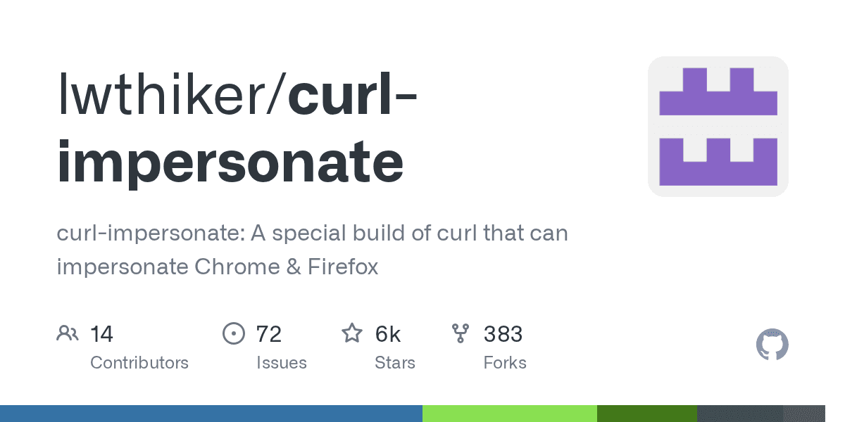 GitHub - lwthiker/curl-impersonate: curl-impersonate: A special build of curl that can impersonate Chrome & Firefox