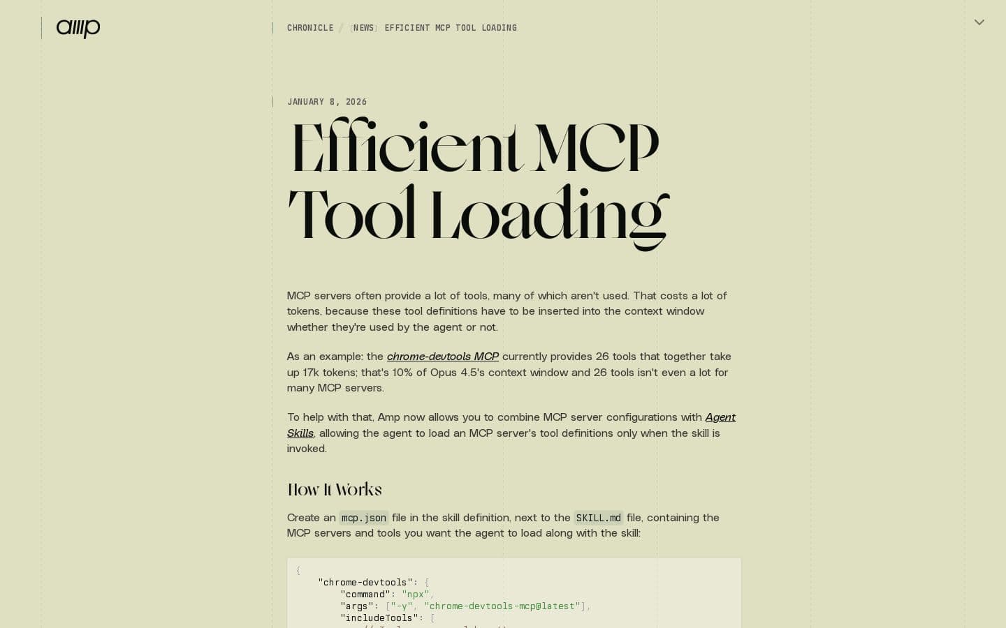 How to lazy load MCPs to save context capacity with agent skills
