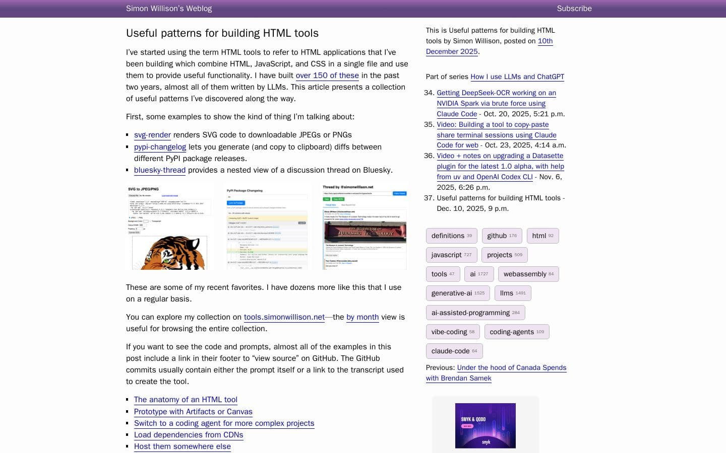 Useful patterns for building HTML tools