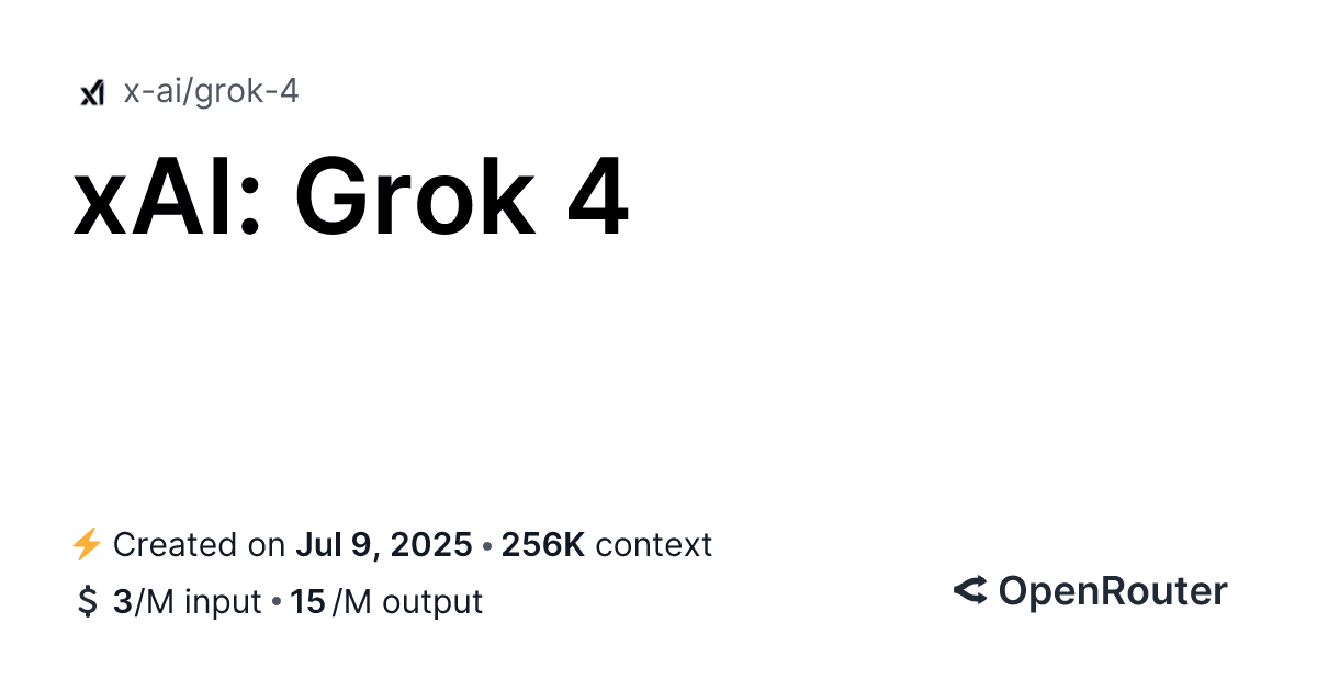 Grok 4 - API, Providers, Stats