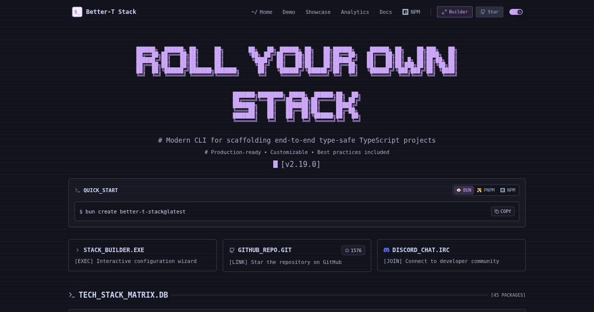Preview of Better-T Stack
