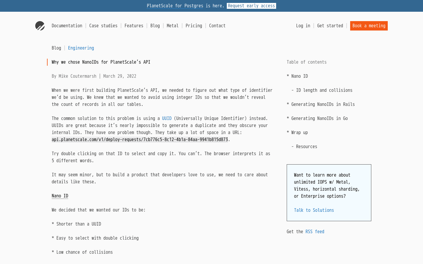 Why we chose NanoIDs for PlanetScale’s API — PlanetScale