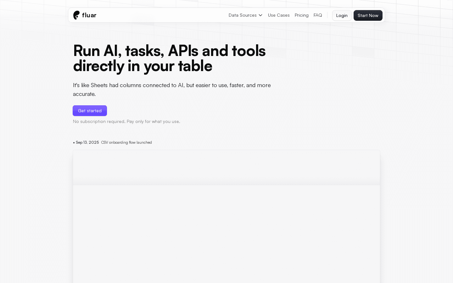 Fluar · Enrich your data with AI research agents