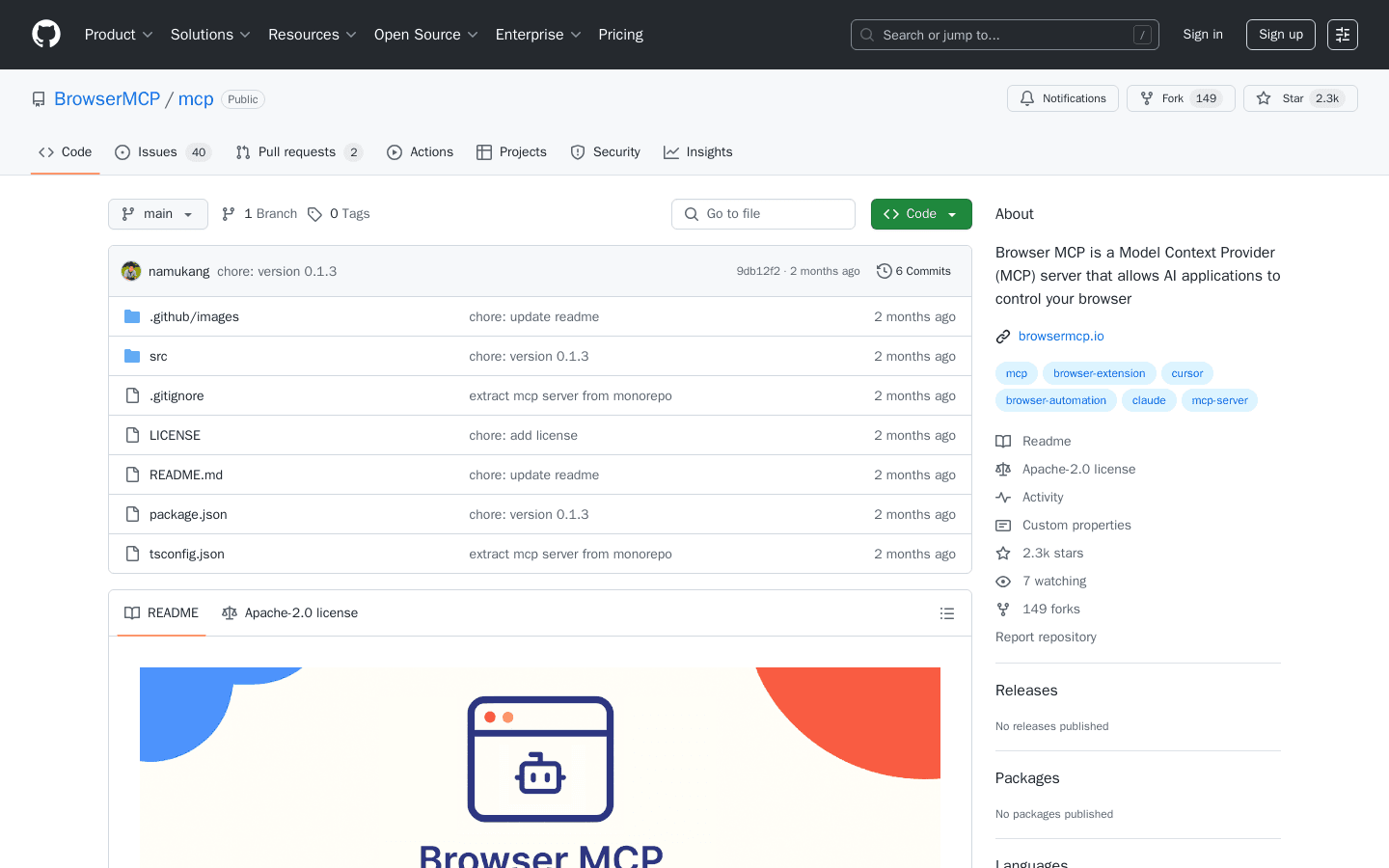 GitHub - BrowserMCP/mcp: Browser MCP is a Model Context Provider (MCP) server that allows AI applications to control your browser