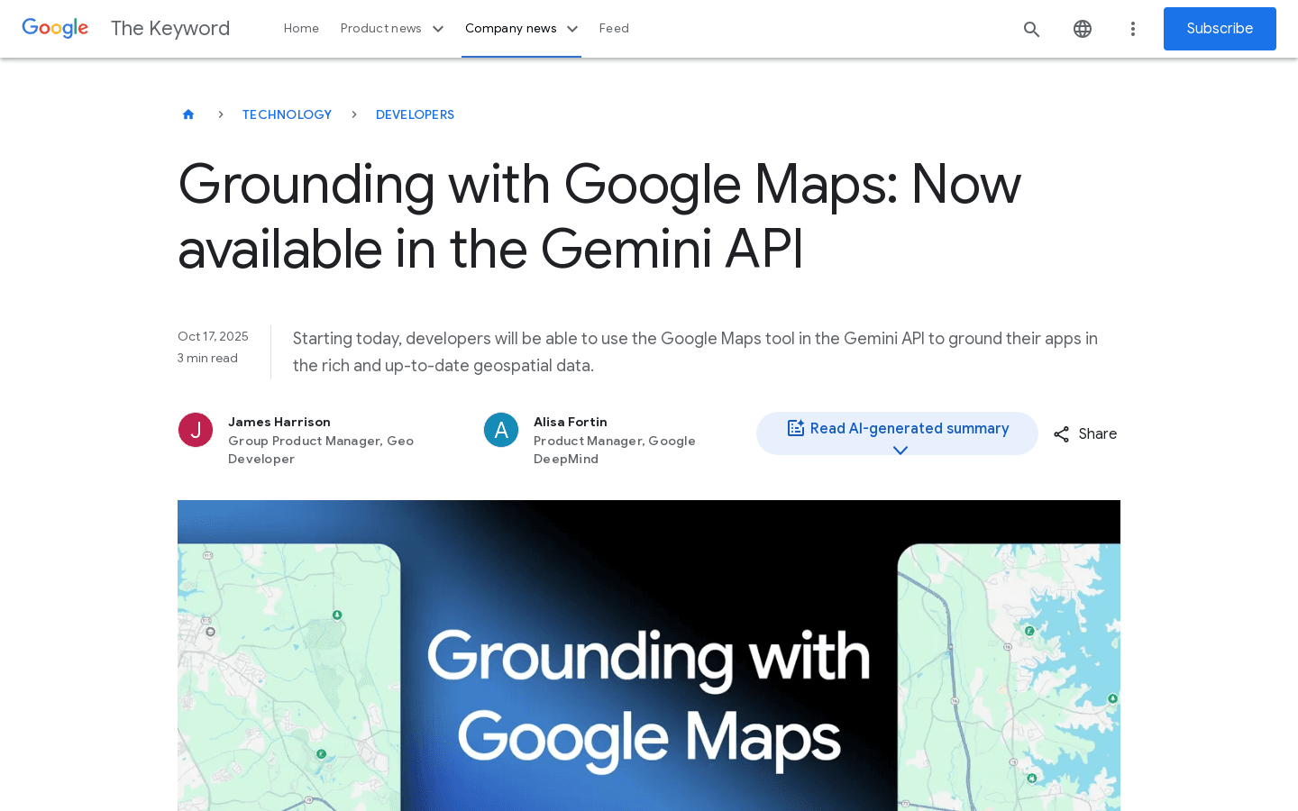 Grounding with Google Maps: Now available in the Gemini API