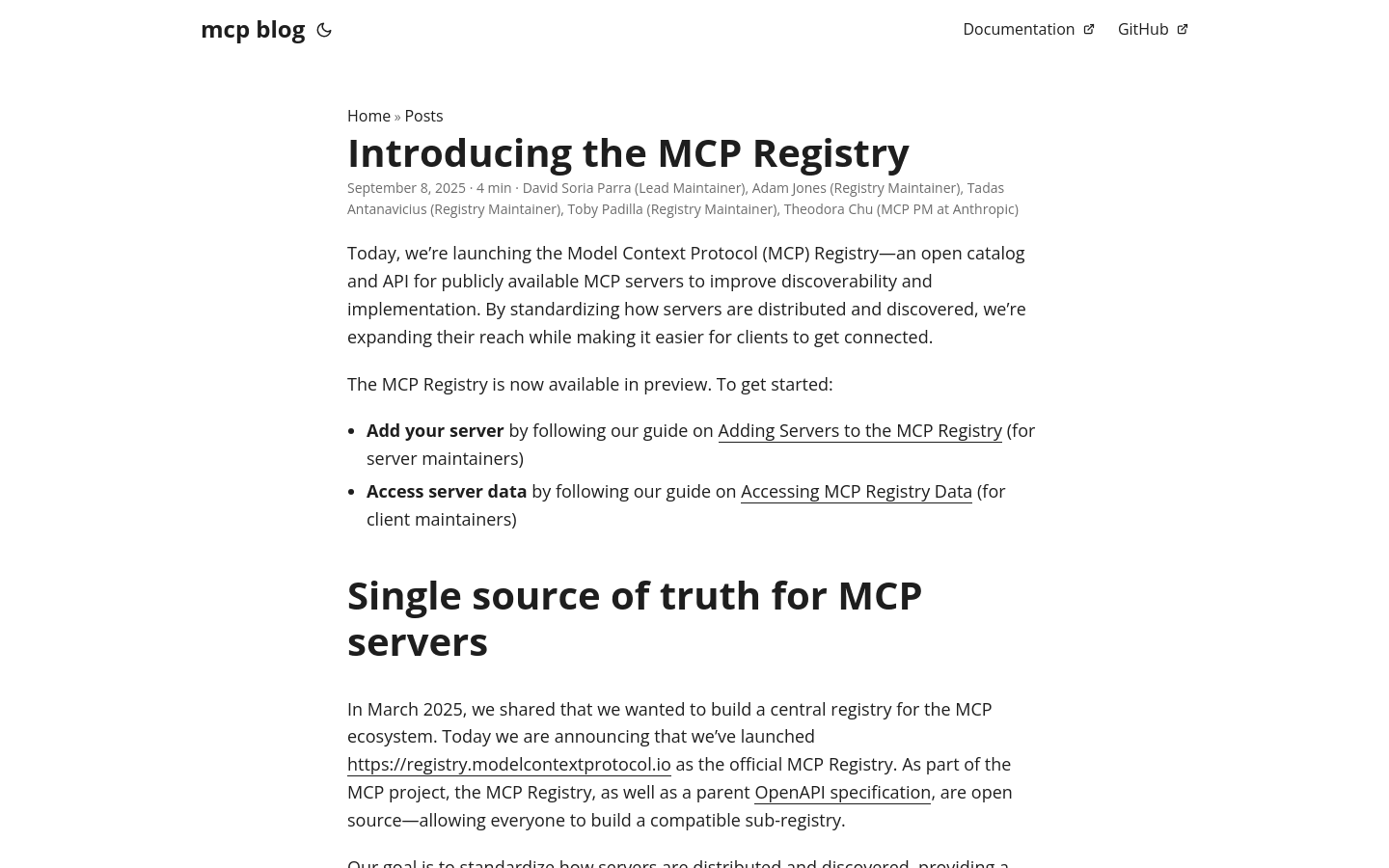 Introducing the MCP Registry