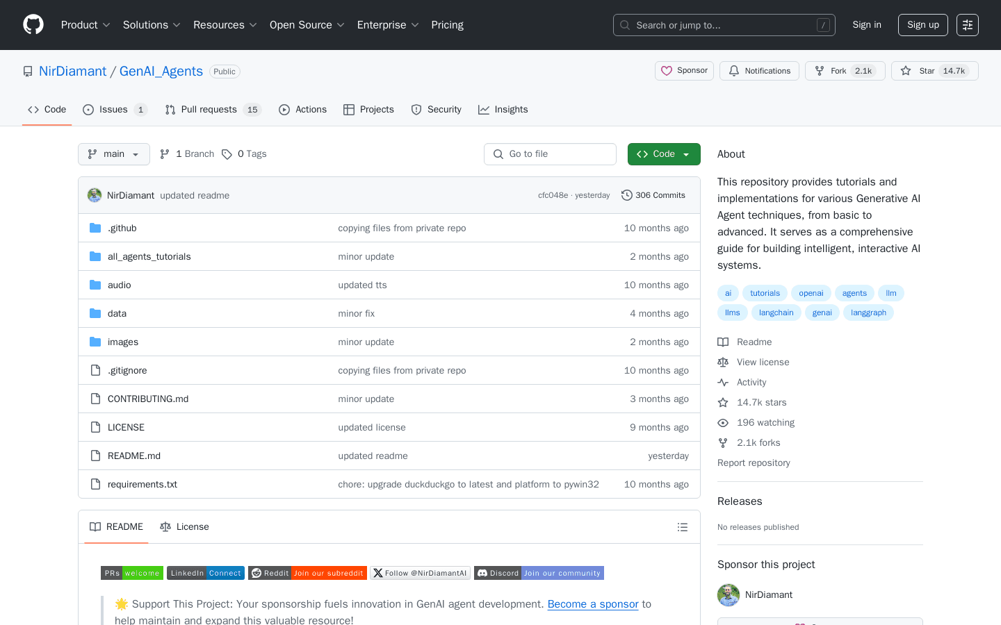 GitHub - NirDiamant/GenAI_Agents: This repository provides tutorials and implementations for various Generative AI Agent techniques, from basic to advanced. It serves as a comprehensive guide for building intelligent, interactive AI systems.