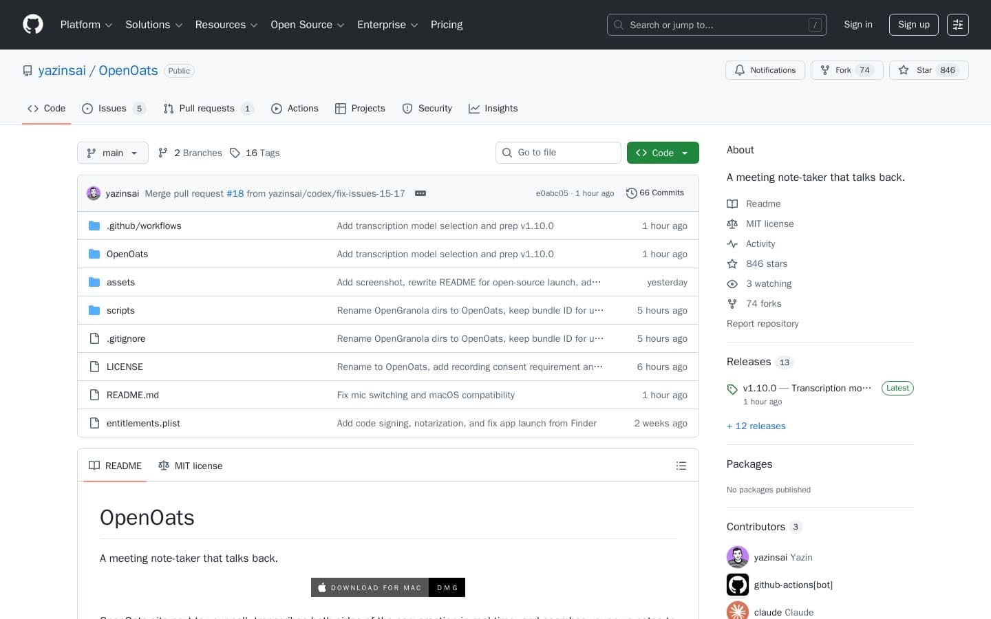 GitHub - yazinsai/OpenOats: A meeting note-taker that talks back.