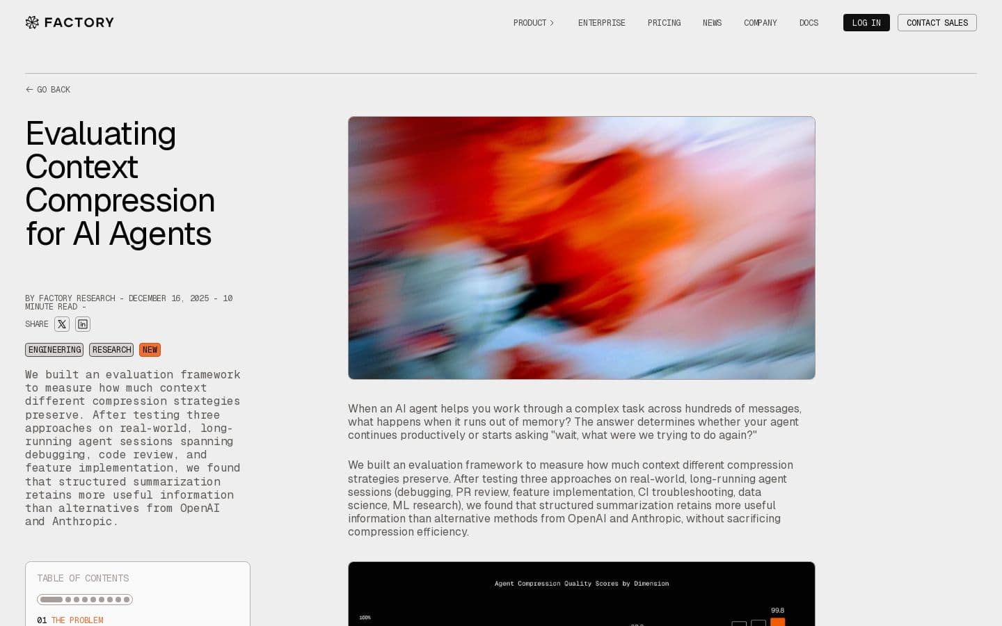 Evaluating Context Compression for AI Agents | Factory.ai