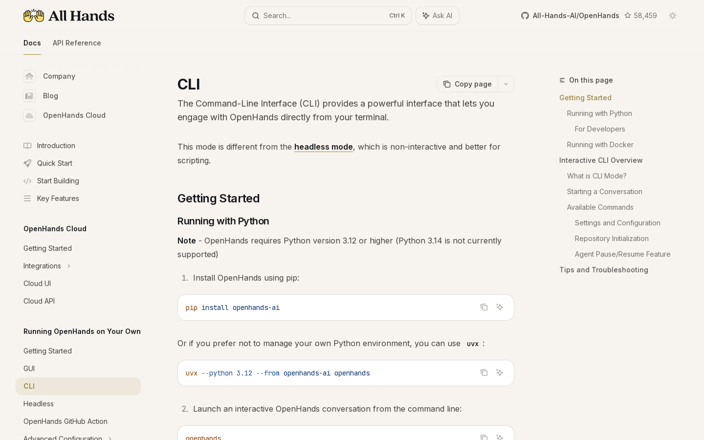 CLI - All Hands Docs