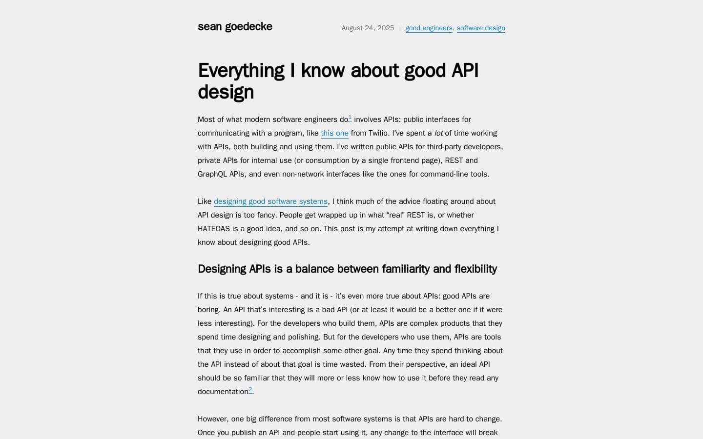 Everything I know about good API design
