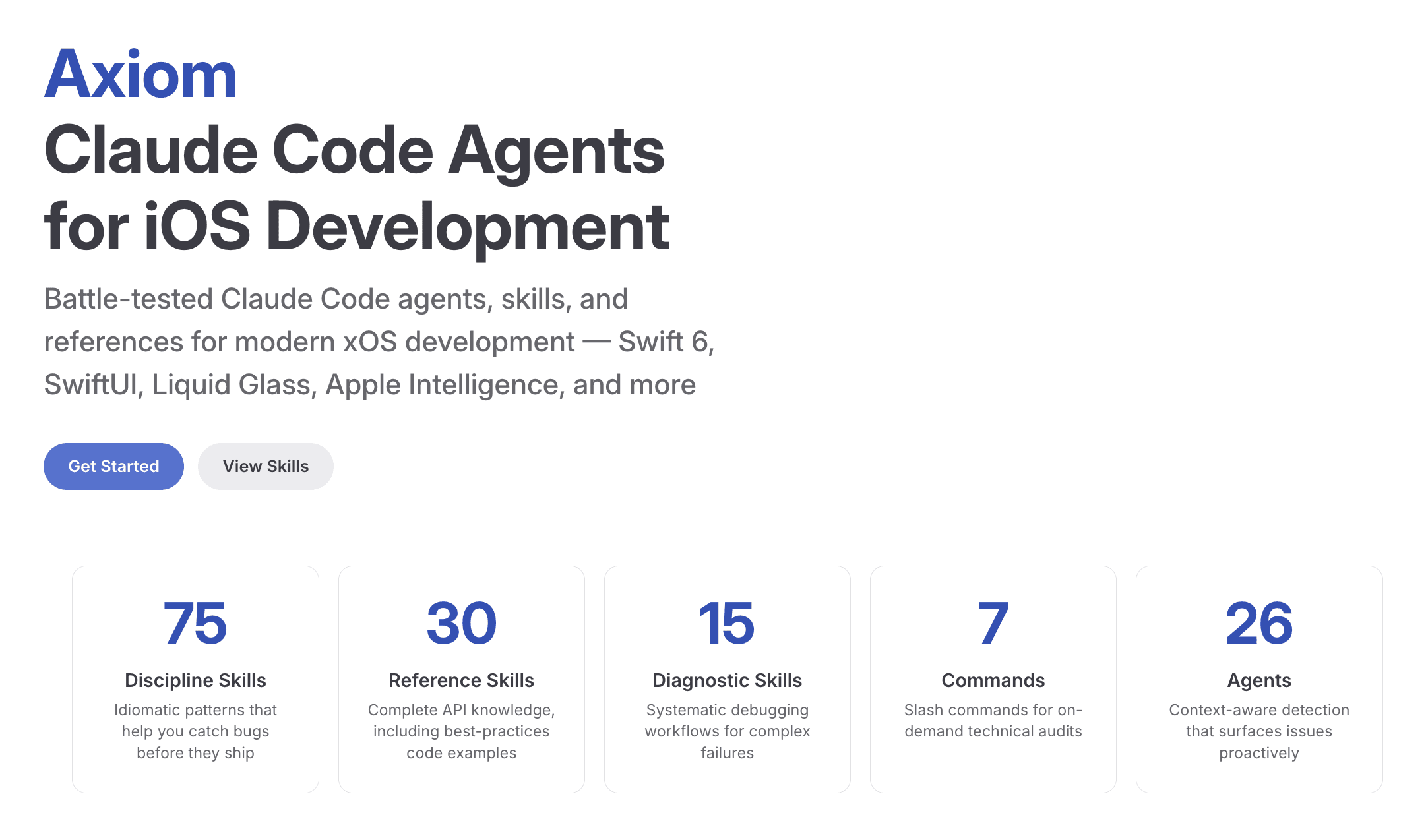 Preview of Axiom — Claude Code Agents for iOS Development