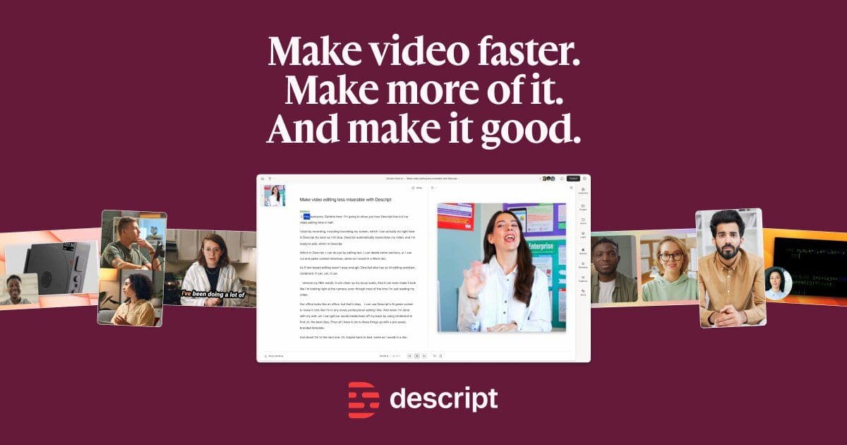 Preview of Descript: AI Video & Audio Text-based Editor — Try Free