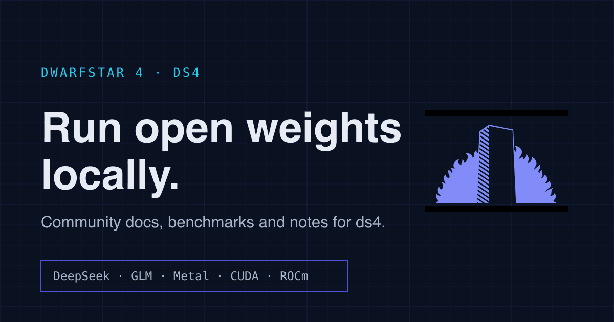 DwarfStar 4 (ds4): Local DeepSeek V4.1, Qwen and GLM
