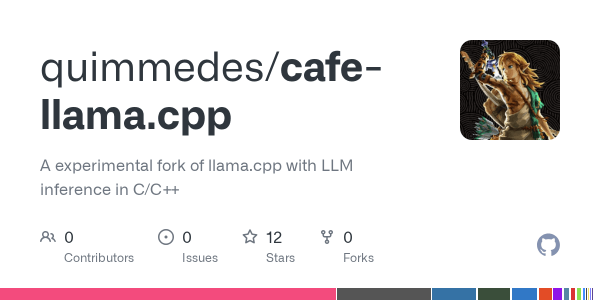 Preview of GitHub - quimmedes/cafe-llama.cpp: A experimental fork of llama.cpp with LLM inference in C/C++