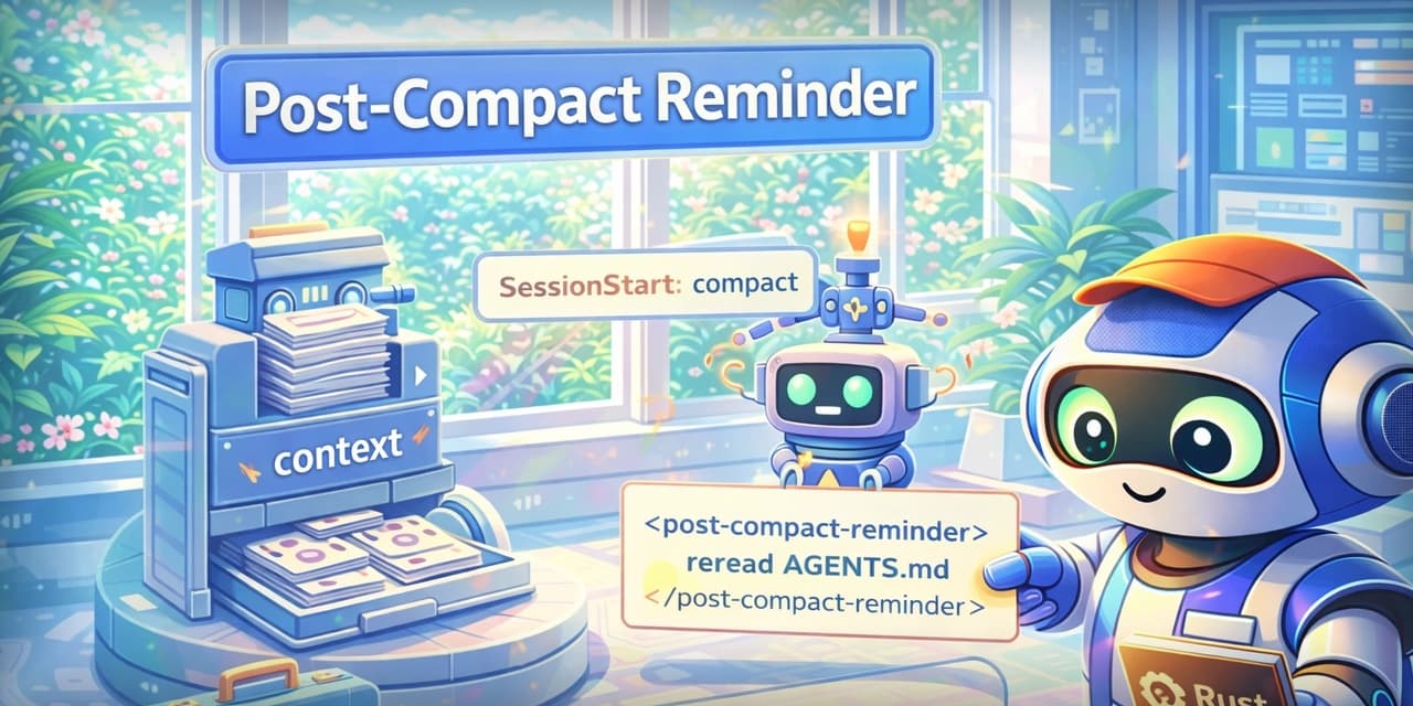 Preview of GitHub - Dicklesworthstone/post_compact_reminder: Claude Code hook that detects context compaction and injects a reminder to re-read AGENTS.md, preventing post-compaction rule amnesia in long sessions