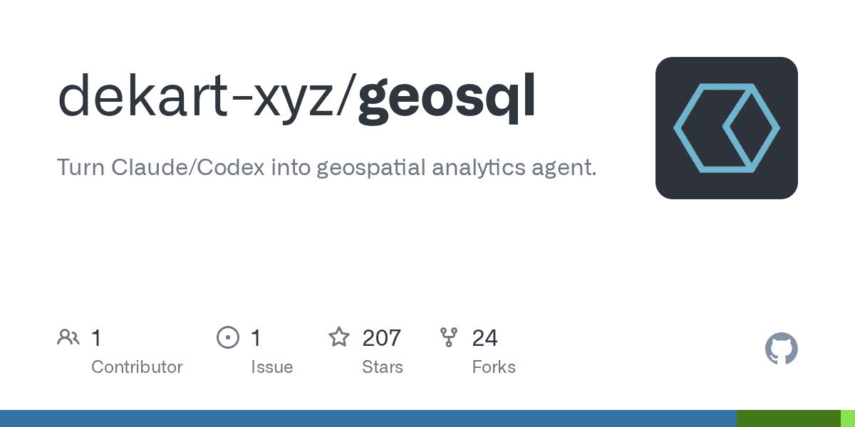 Preview of GitHub - dekart-xyz/geosql: Turn Claude/Codex into geospatial analytics agent.