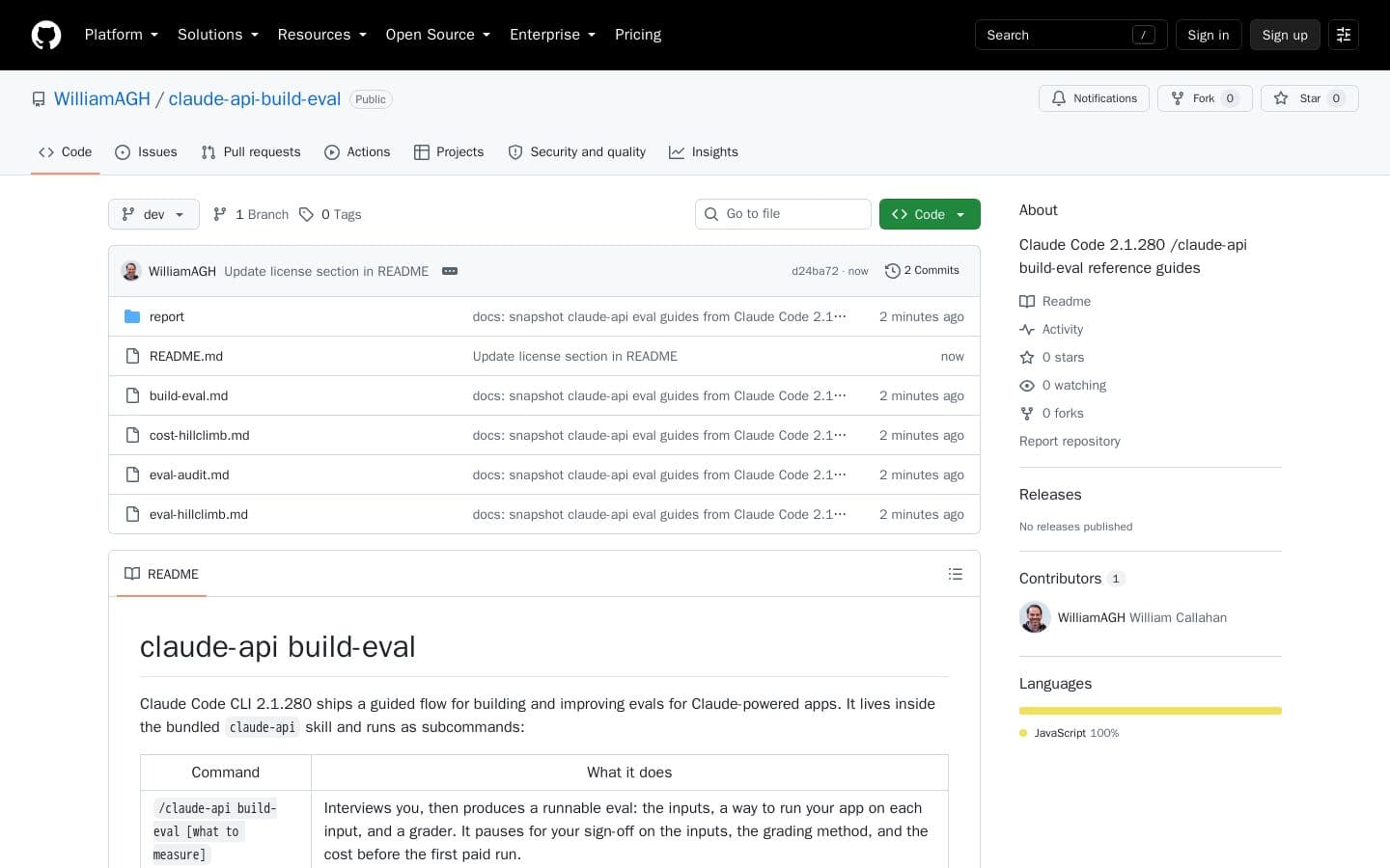 Preview of WilliamAGH/claude-api-build-eval: Claude Code 2.1.280 /claude-api build-eval guides (internal reference)
